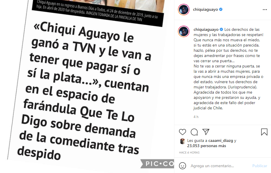 Revelan que Chiqui Aguayo ganó la demanda a TVN tras despido