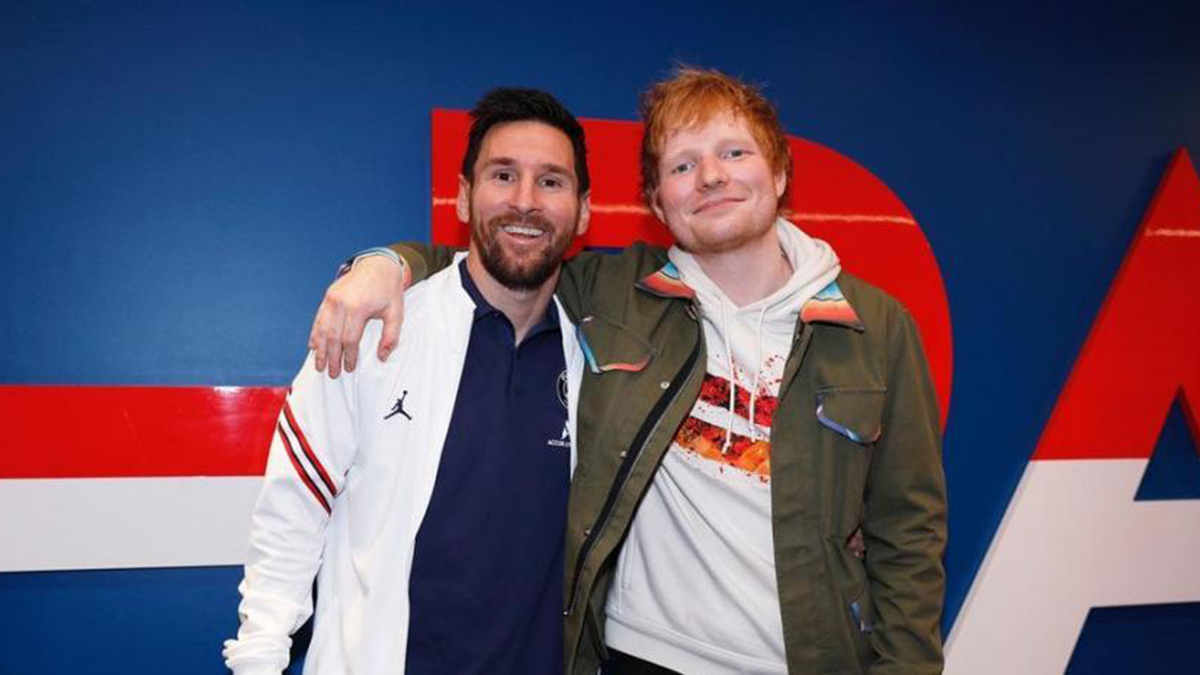 Messi es el anfitrión en París del cantante Ed Sheeran
