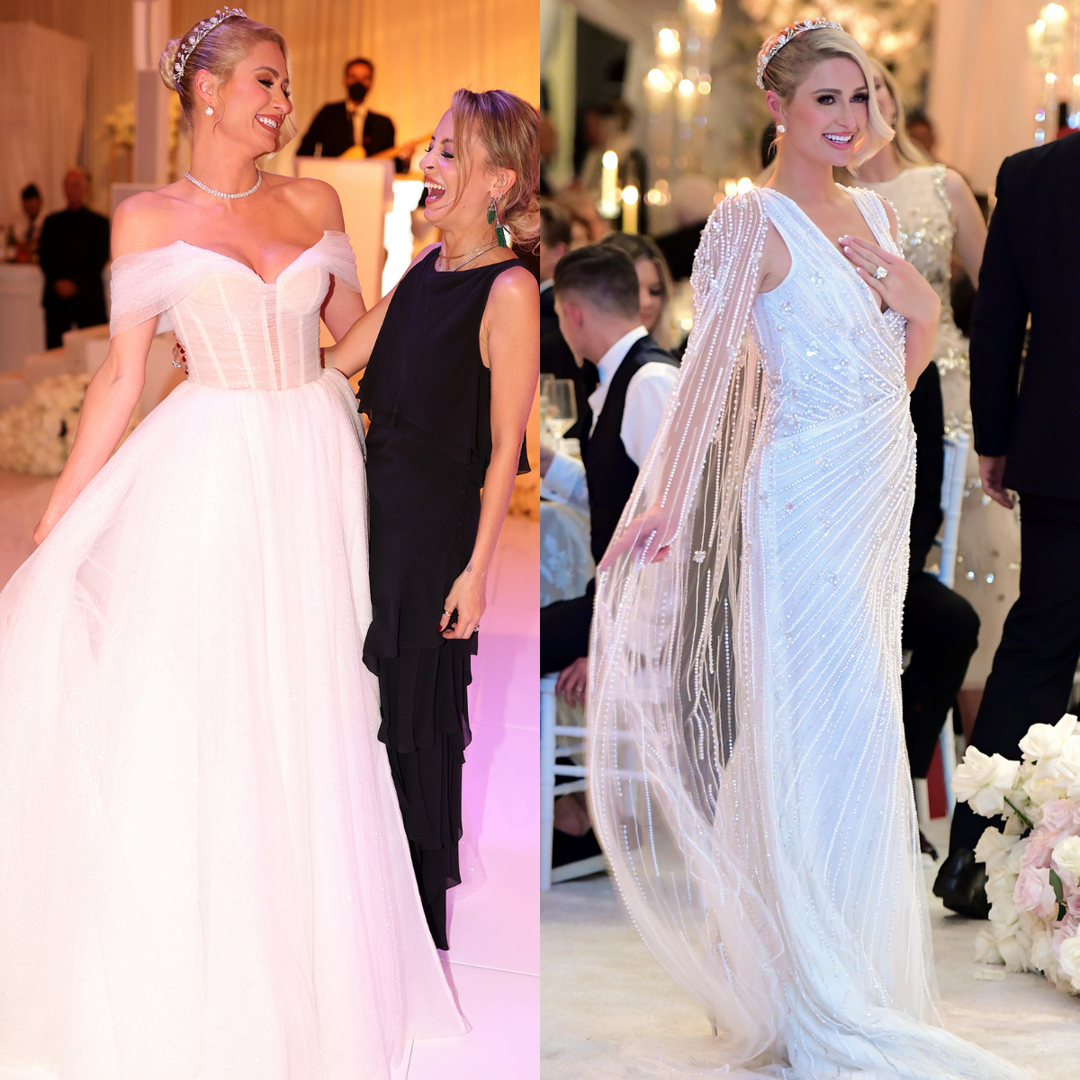 Paris Con Sus Vestidos Galia Lahav (izquierda) Y Pamela Rolland (derecha)