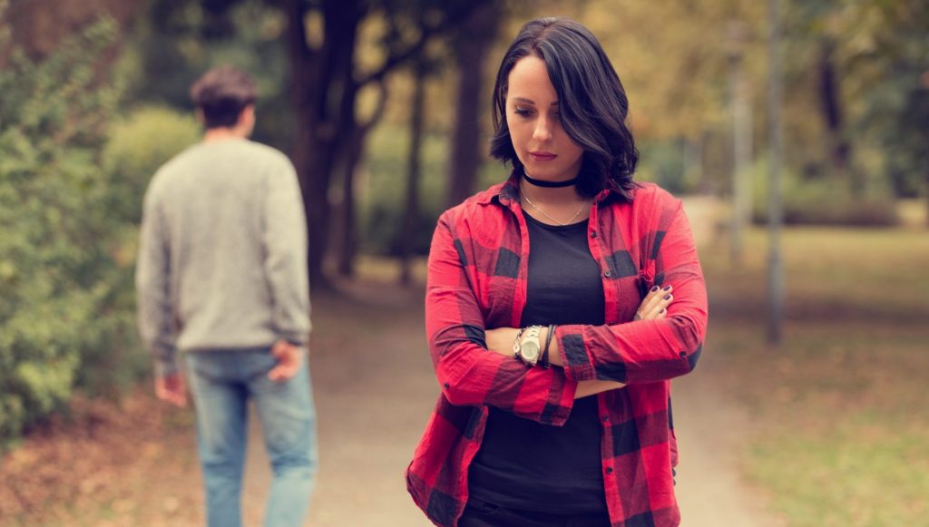 Beautiful Woman Waiting For Boyfriend Outdoors. Love Or Break Up Concept.