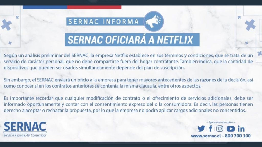 Sernac Comunicado Netflix