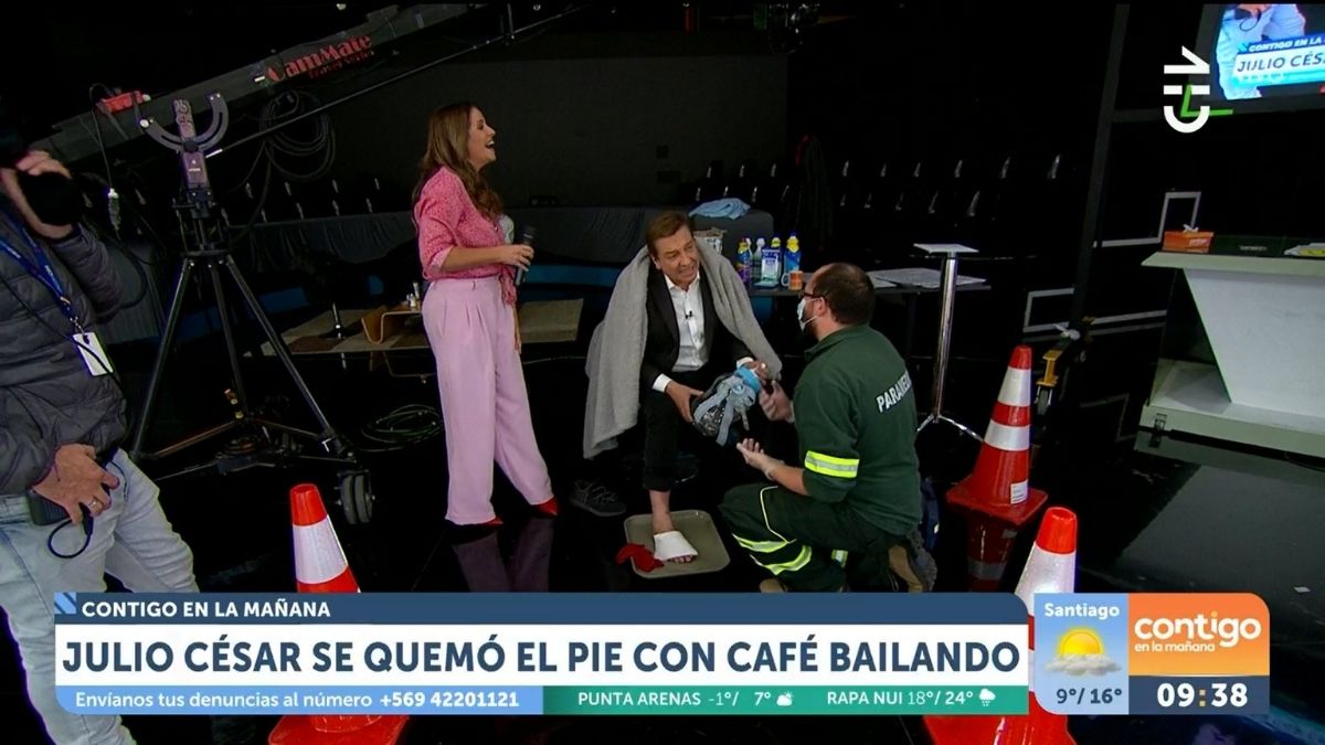 VIDEO: Julio César Rodríguez se quemó en el pie en pleno matinal