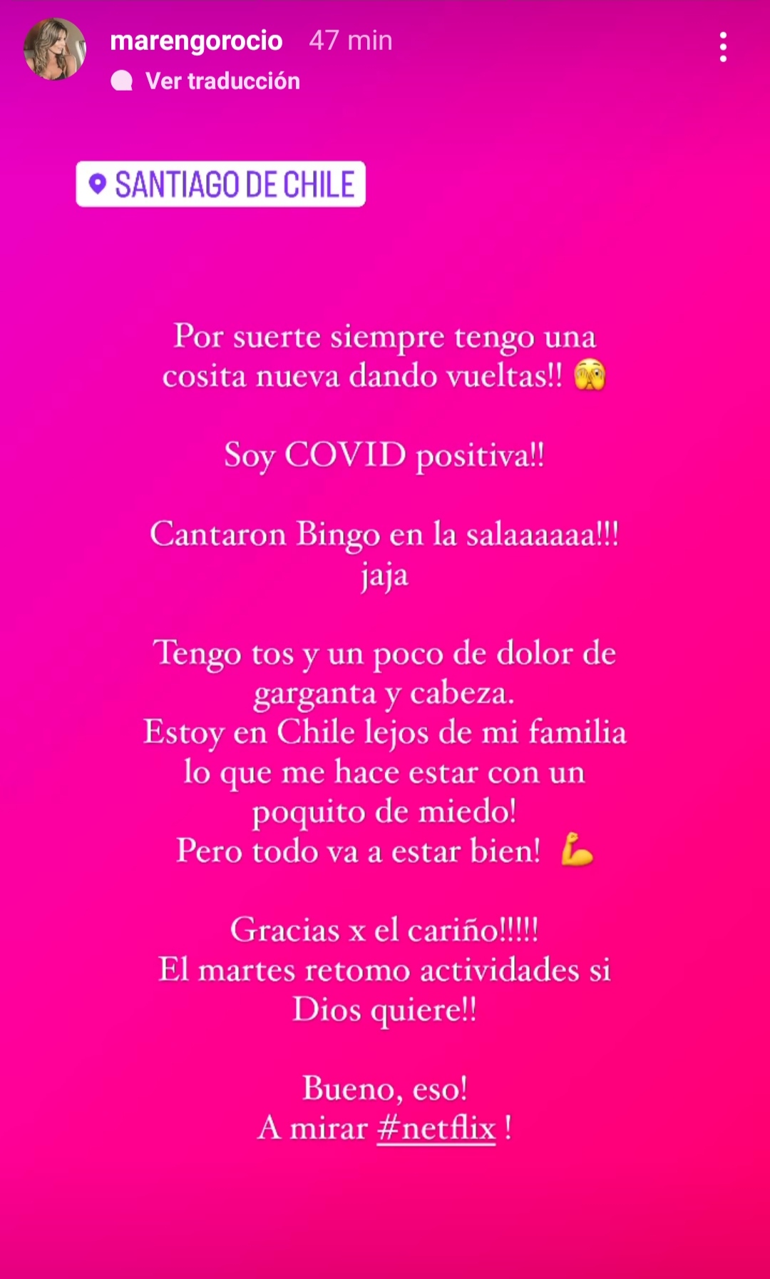 Rocío Marengo Covid