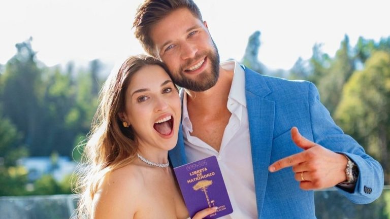 Belén Soto lució el vestido de novia que marca tendencia