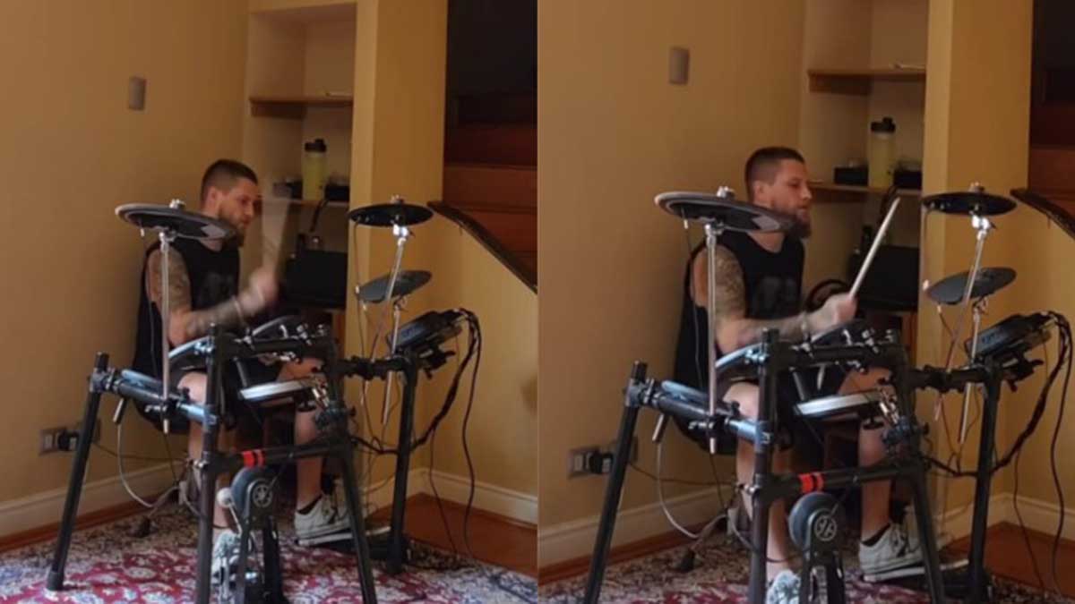 "Cumpliendo un pendiente de años": Jean Philippe Cretton publicó un video tocando la batería y las redes estallaron