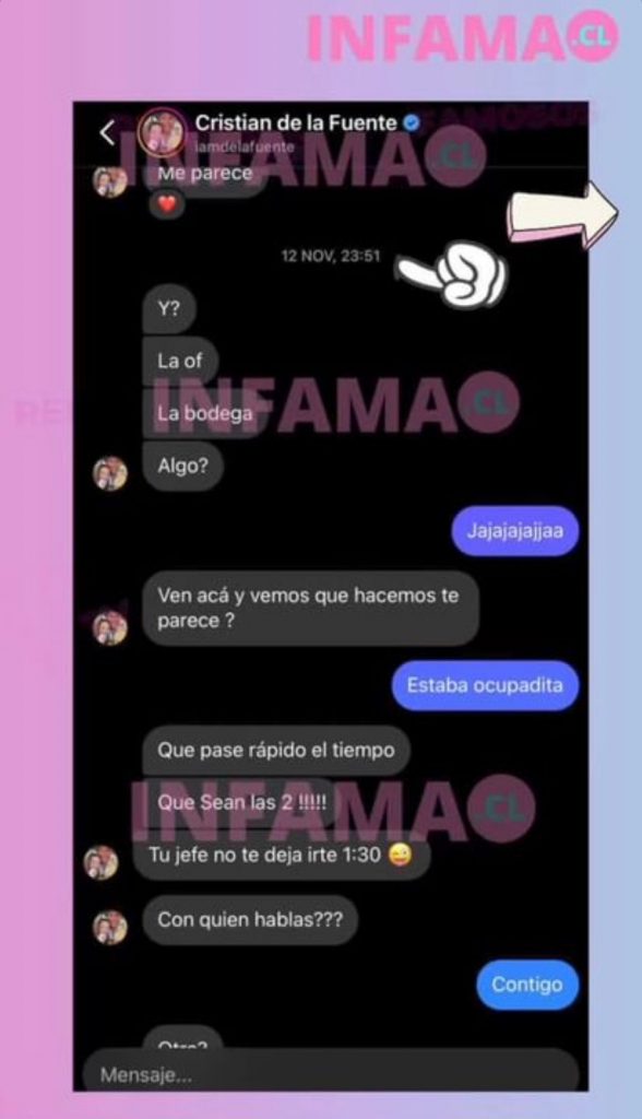 Chats de Cristián de la Fuente con otra mujer