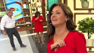 "Aquí po', mira": El percance que sufrió Priscilla Vargas con su vestido en Canal 13