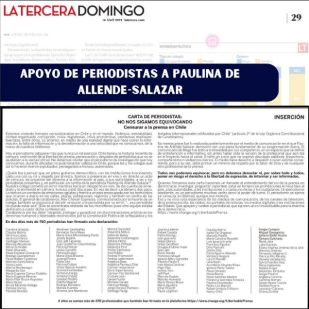 Carta Periodistas Paulina De Allende