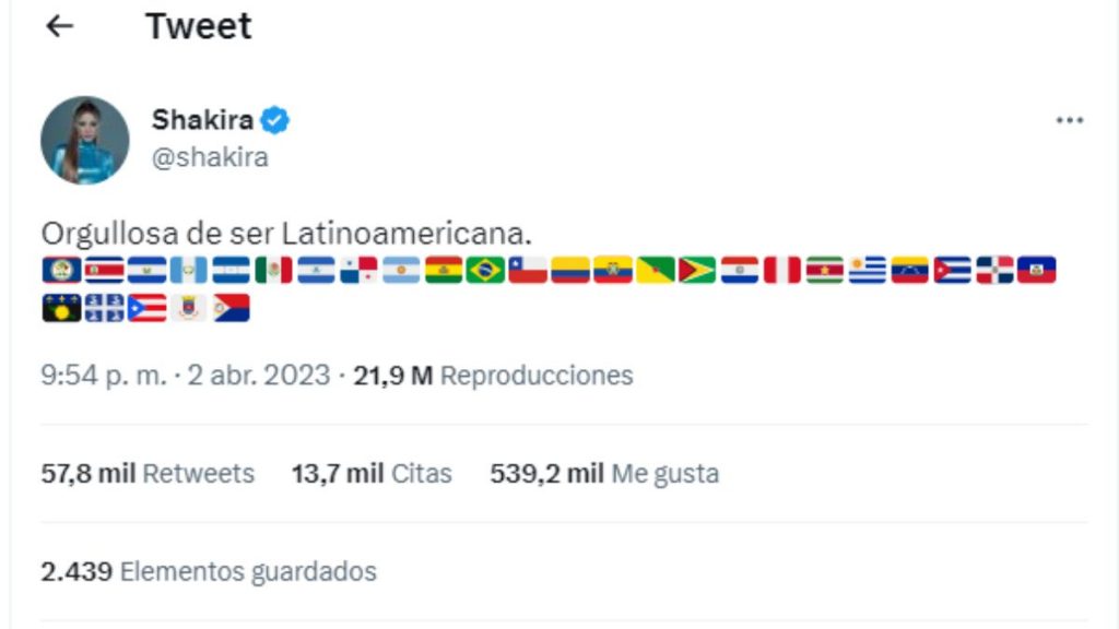 Shakira Tweet