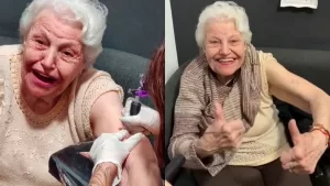 "Una genia": Bisabuela se atreve con su primer tatuaje a los 91 años y sorprende con su reacción