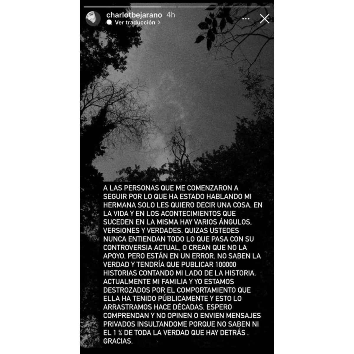 Publicación de la hermana de Karen Bejarano