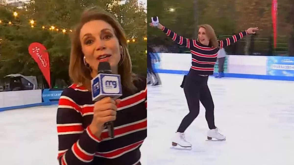 La jugada cobertura del Mucho Gusto: Karen Doggenweiler se lució en la pista de hielo de Las Condes