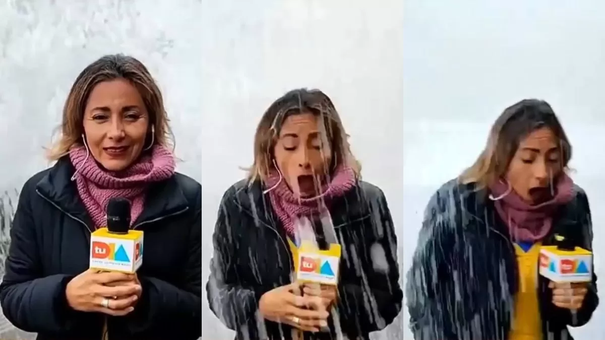 Notera de Tu Día fue mojada por el mar en pleno despacho para el matinal de Canal 13 y así fue su inesperada reacción