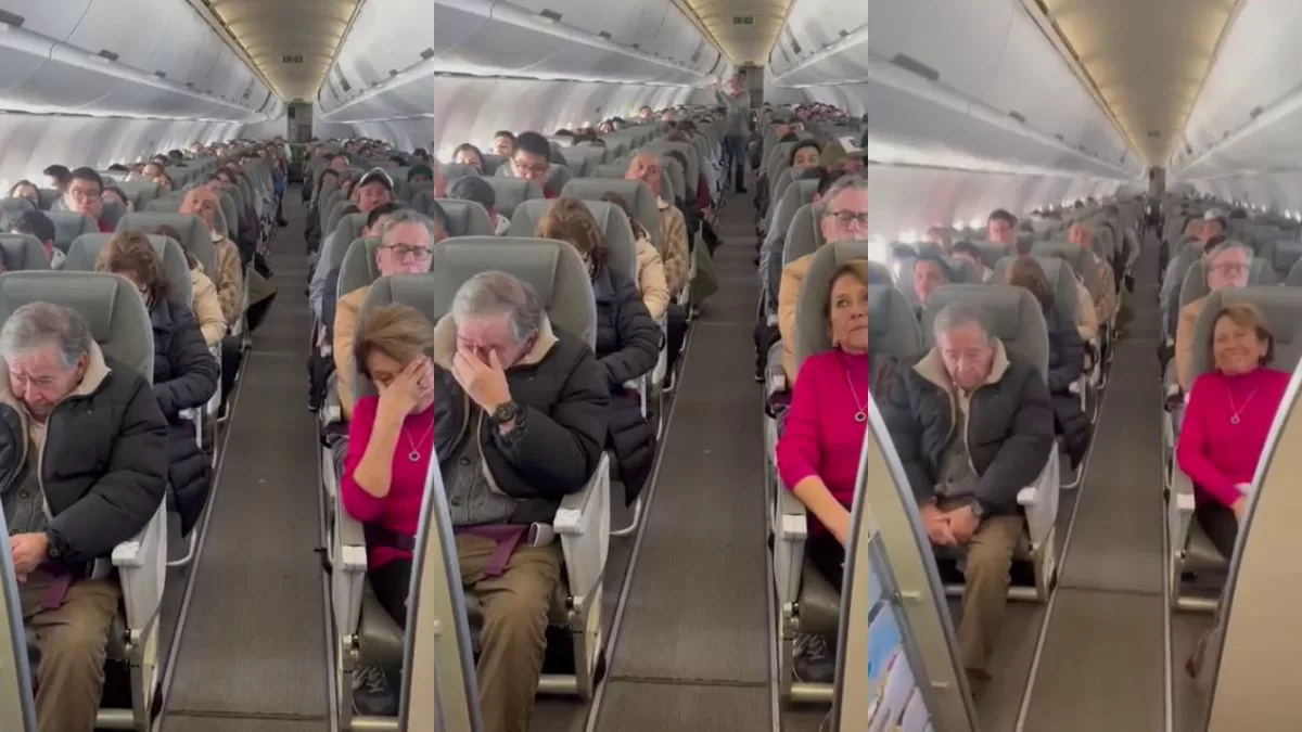 "Eres todo lo que está bien": Nieto sorprende a sus abuelos en pleno avión con un mensaje que dejó llorando a todo TikTok