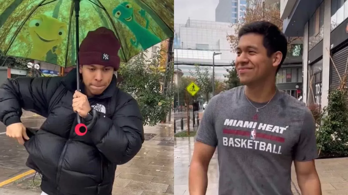 Video en TikTok muestra cómo reaccionan los santiaguinos a la lluvia versus los sureños: muchos se sintieron identificados