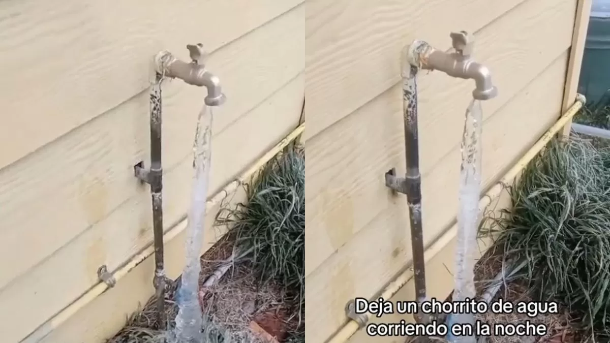 "Faltó el whisky Blu Label": Viral en TikTok muestra cómo el frío del sur de Chile congela el agua de una llave de paso