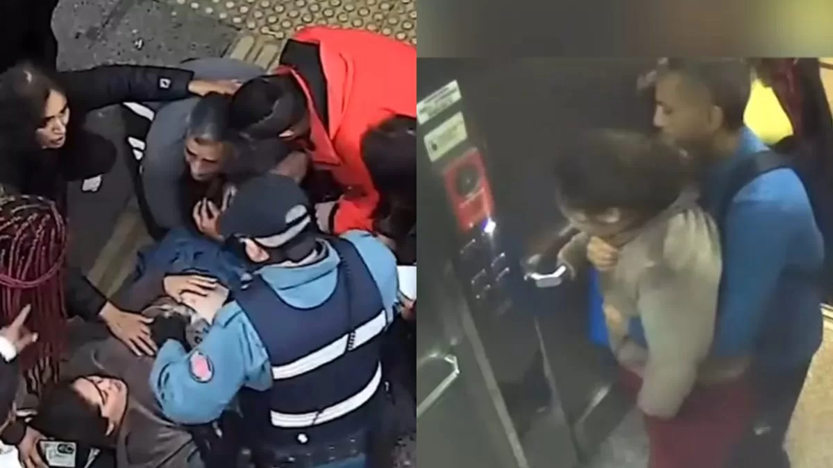 Cámaras captan el momento en que una mujer da a luz en pleno Metro de Santiago: guardia que la ayudó sacó aplausos