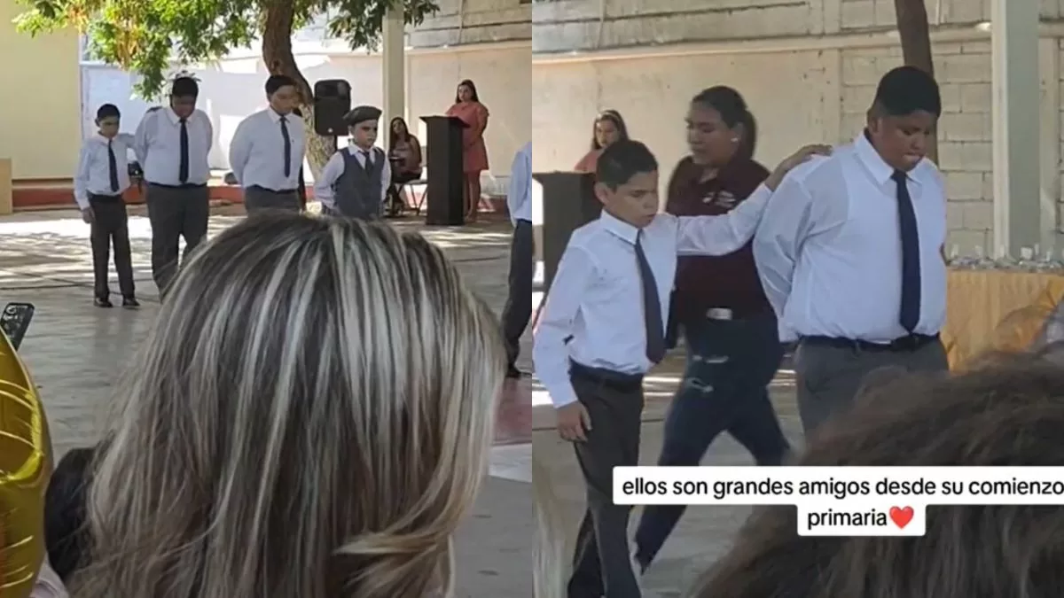 "Amistades que perduran para siempre": Niño se vuelve viral en TikTok tras ayudar a su amigo ciego durante su graduación