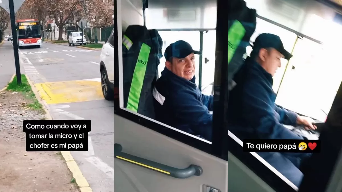 Estudiante deja llorando a todo TikTok al encontrarse a su papá manejando la micro que iba a tomar: "te quiero papi"