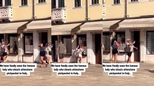 Se filtra el rostro de la mujer viral en TikTok que grita "Pickpocket" y que deja al descubierto a lanzas en Italia