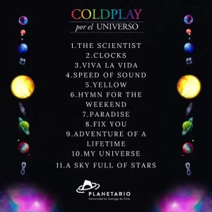 Tracklist Coldplay Planetario