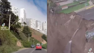 Video muestra el antes y después del socavón que amenaza a edificio en Concón