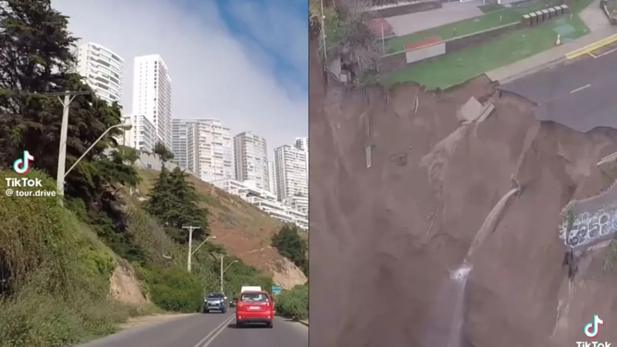 Video muestra el antes y después del socavón que amenaza a edificio en Concón