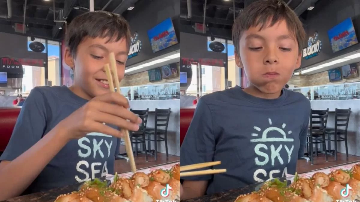 ¡Con final inesperado! Niño es viral en TikTok por probar el sushi por primera vez