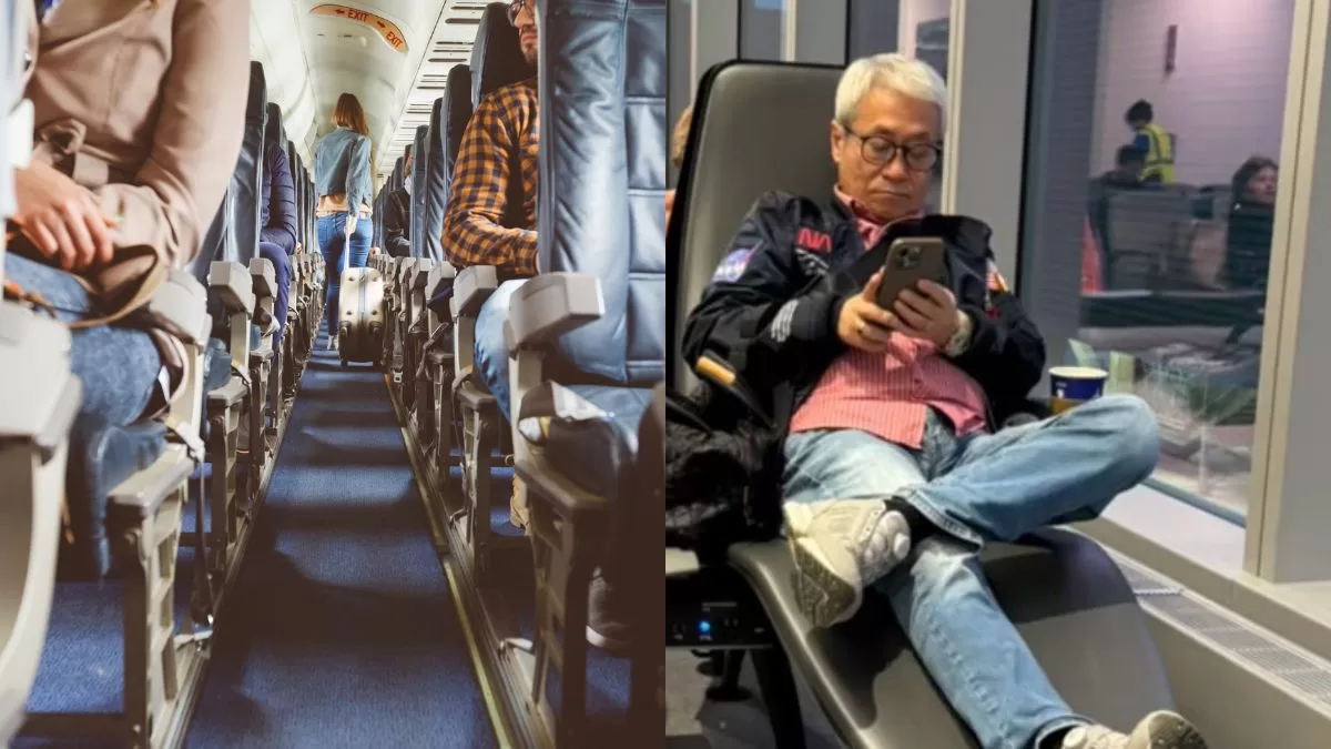 "¿No le da frío?": Hombre muestra polémico truco para viajar cómodo en un vuelo de 15 horas y se hace viral en TikTok