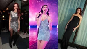 10 looks de Navidad inspirados en Dua Lipa: desde brillos al clásico little black dress