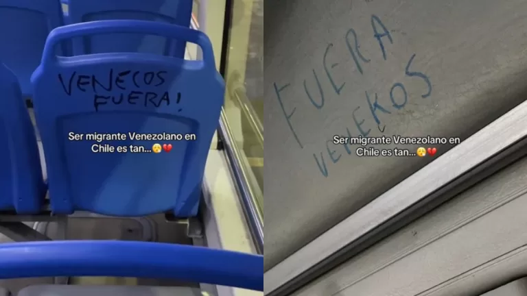 Venezolano se hace viral el compartir las dificultades de vivir en Chile: Mostró rayados ofensivos en el transporte público