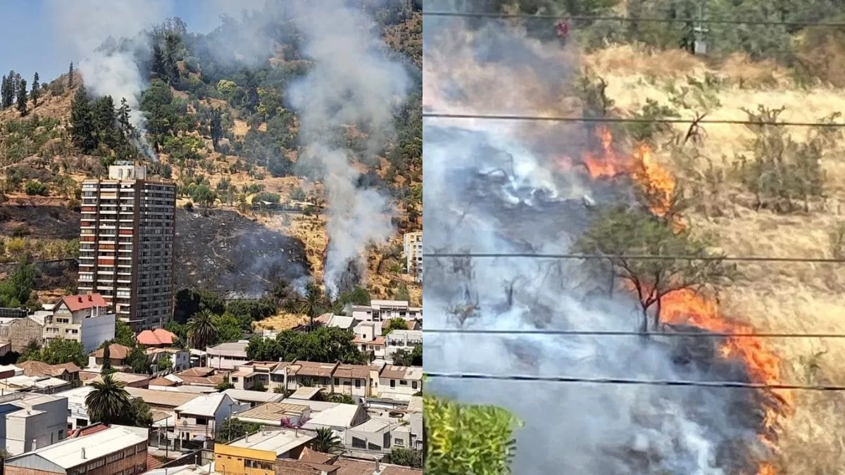 Incendio en Cerro San Cristóbal: fuego avanza rápidamente a zona de viviendas
