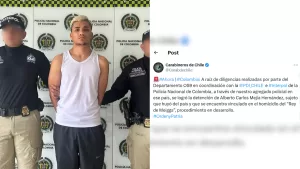 A la derecha una foto del tweet de carabineros y en la izquierda una fotografía de cómo luce actualmente el sicario