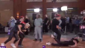 Figura de Canal 13 terminó en el piso tras sufrir fuerte caída en vivo: "Me fui de boca"