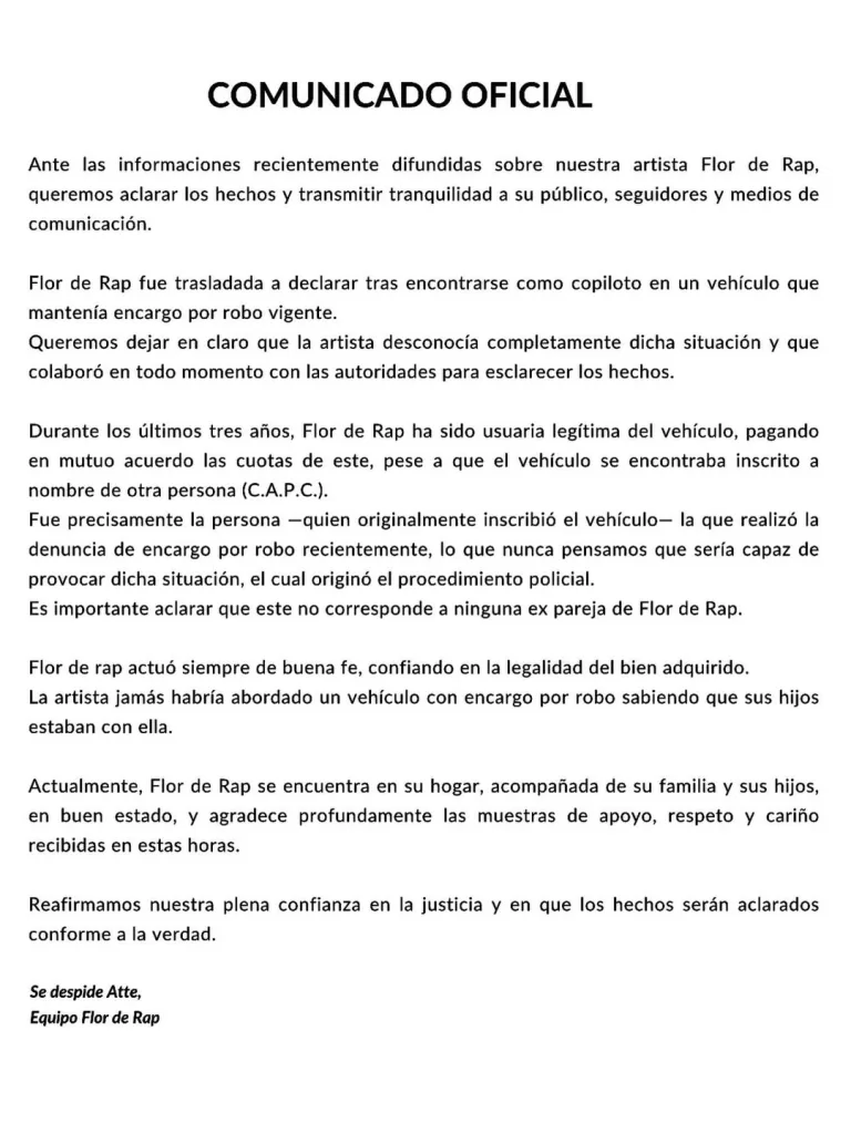 Comunicado Flor De Rap Detencion