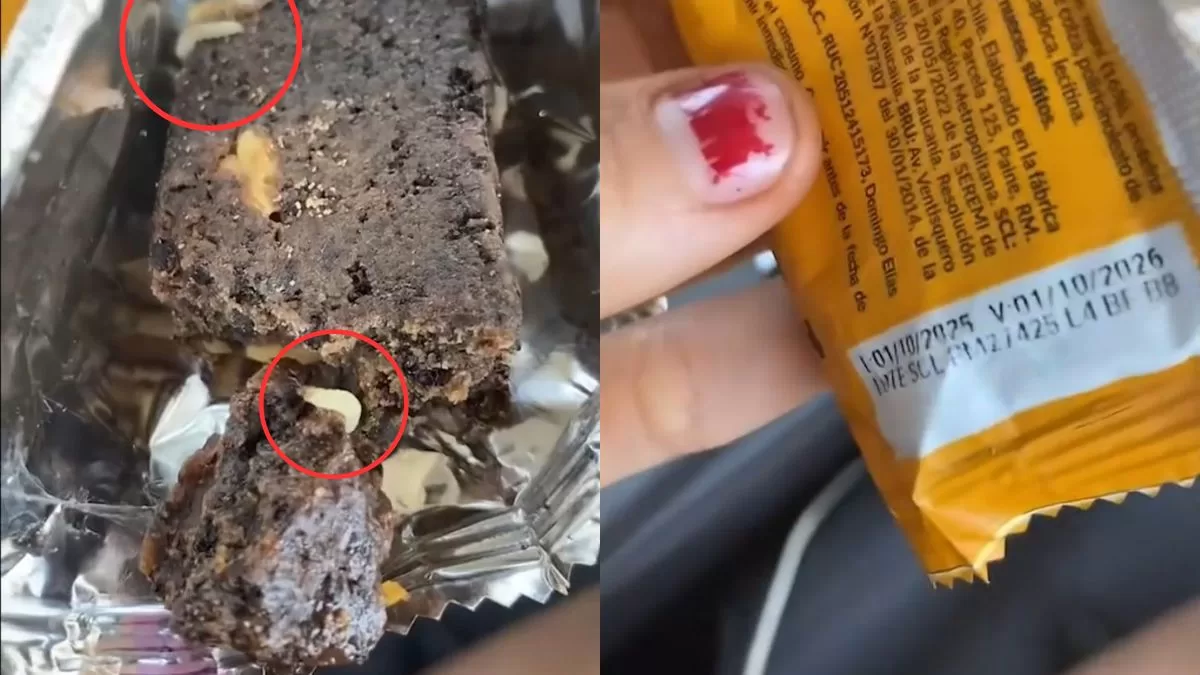 Clienta denuncia que la barra de proteínas que compró en Chile estaba llena de gusanos: "Que hue... más asquerosa"