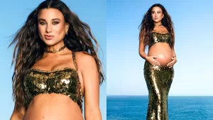 Lució su embarazo de seis meses: Tita Ureta deslumbró en Gala de Viña con vestido de 15 kilos