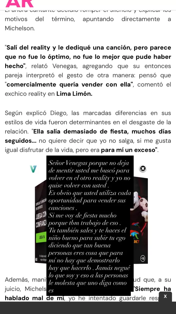 Nacha Michelson Expareja Diego Venegas Pelea Mundos Opuestos