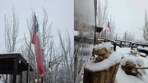 ¡Todo nevado! Muetran imágenes de cómo amaneció Farellones debido al sistema frontal en la Región Metropolitana
