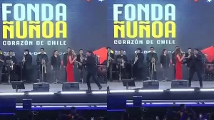 "Innecesario, nadie lo pidió": Beso de animadores genera incómodo momento con el público chileno en Fonda de Ñuñoa